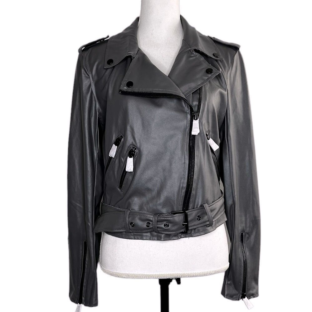 Celsius Women's Steel Gray Faux-Leather Jacket